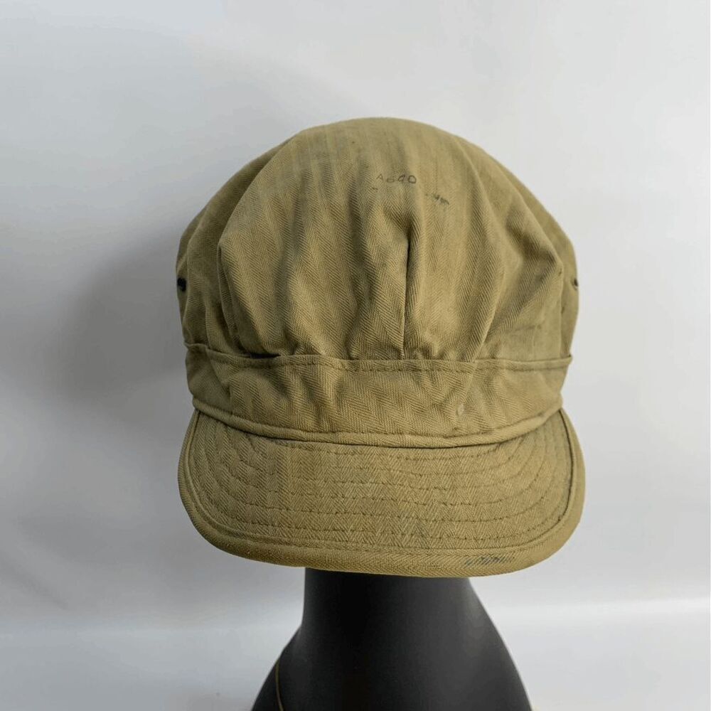 US Army WWII OD HBT Field Cap Combat Fatigue Hat Herringbone Twill Vintage